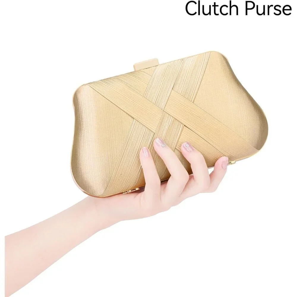 ⚡ Women's Silk Satin Fabric Clutch Crossbody Formal Party Wedding Gold Bag